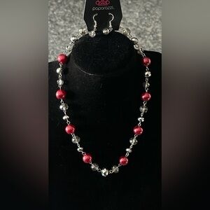 Paparazzi Elegant Red and Silver Necklace Set